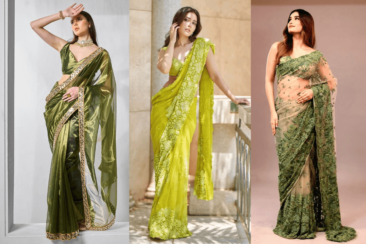 Dark green silk Banarasi saree with zari work for traditional festivals.