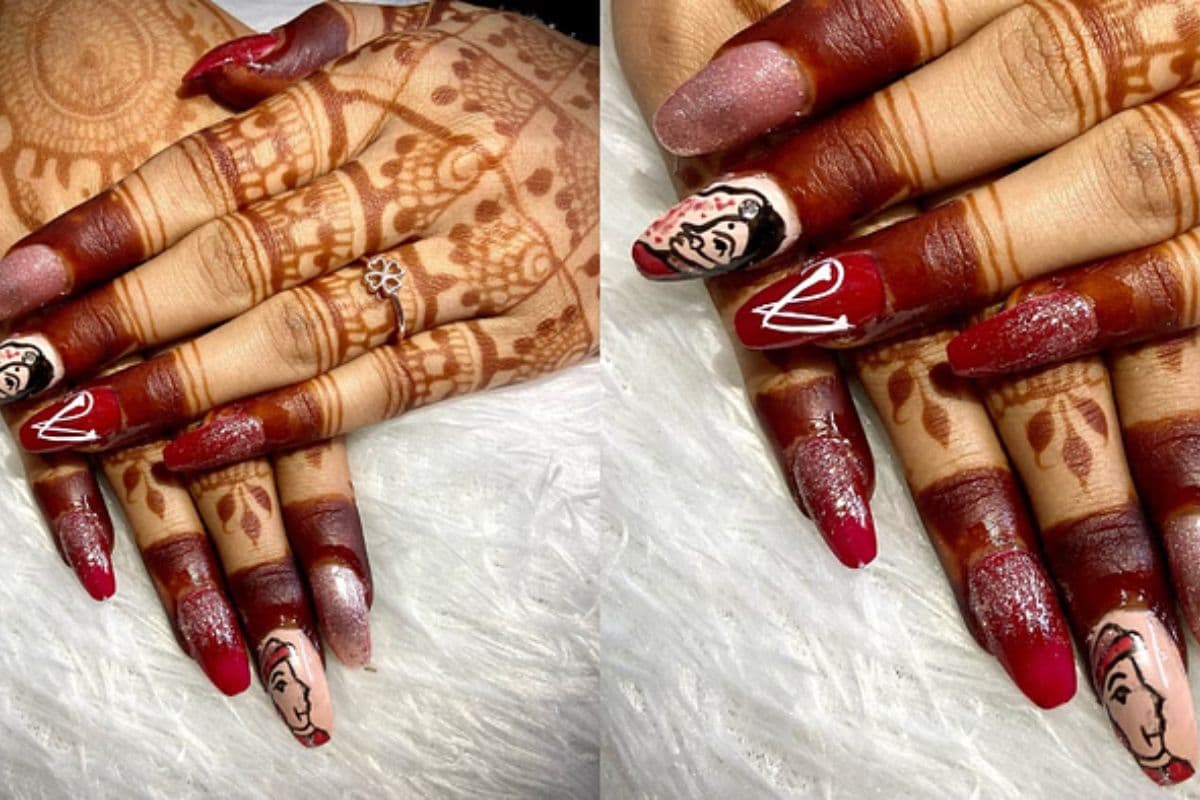 Hariyali Teej nail art 