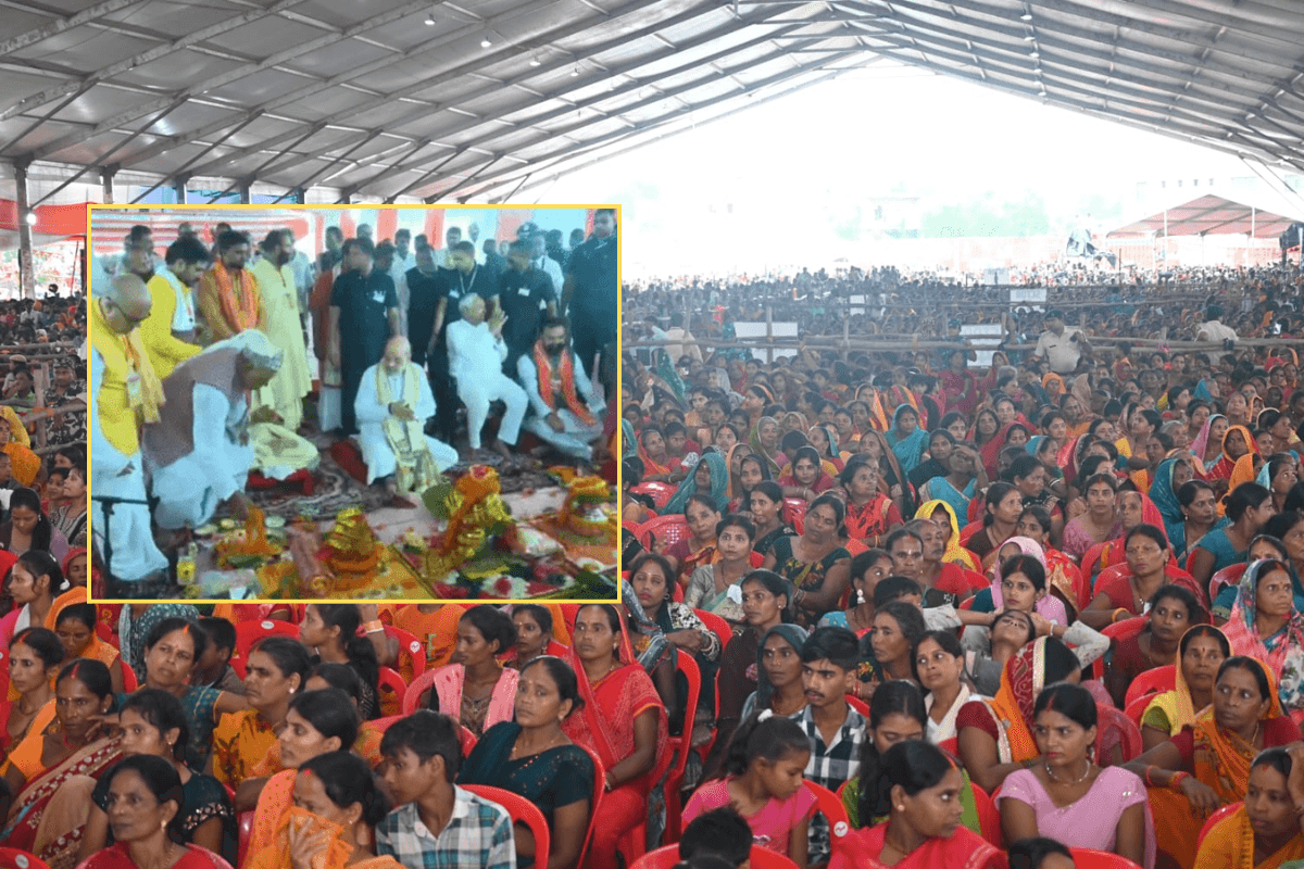 Janki Mandir Sitamarhi: बारिश के बीच भूमिपूजन शुरू, गृहमंत्री शाह और सीएम नीतीश पंडाल में मौजूद