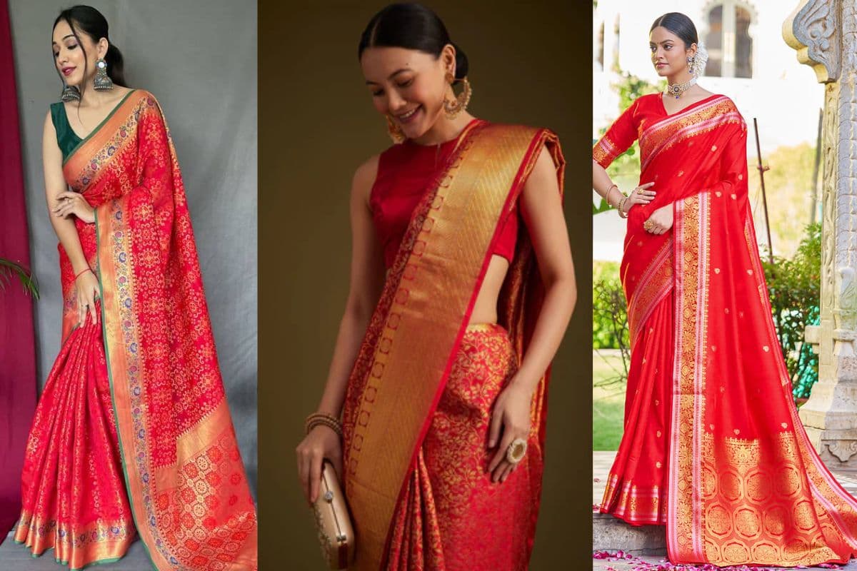 Ganesh Chaturthi Red Saree Look 2025