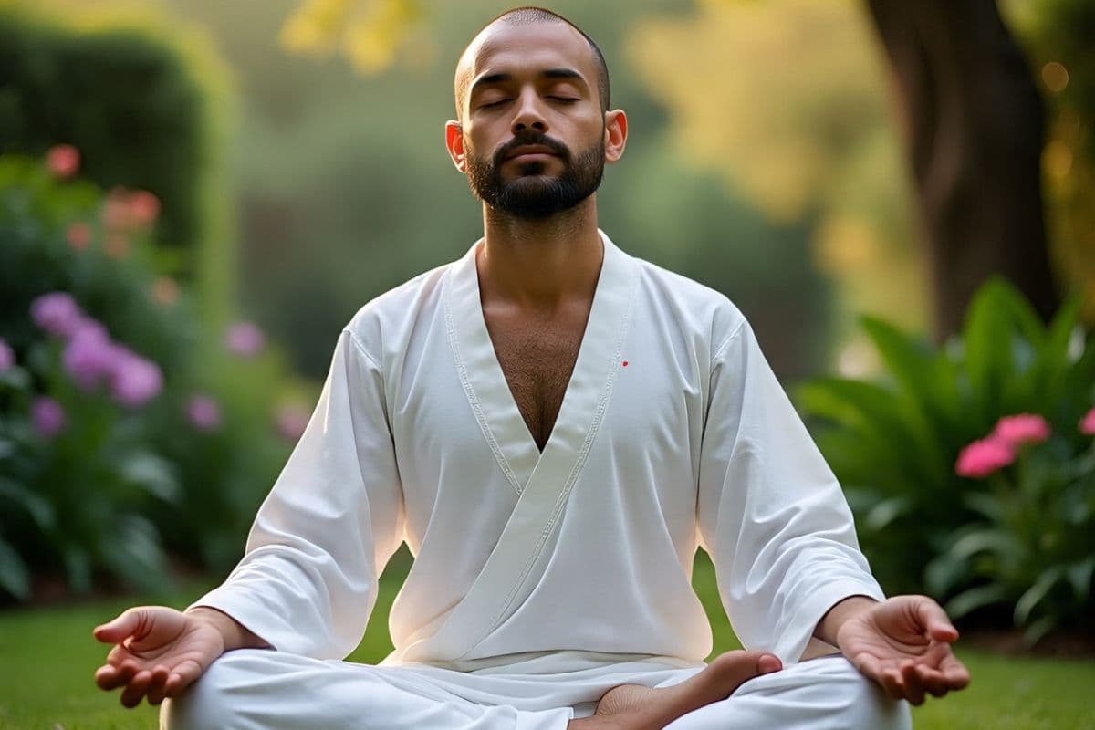A Man Doing Meditation In The Morning