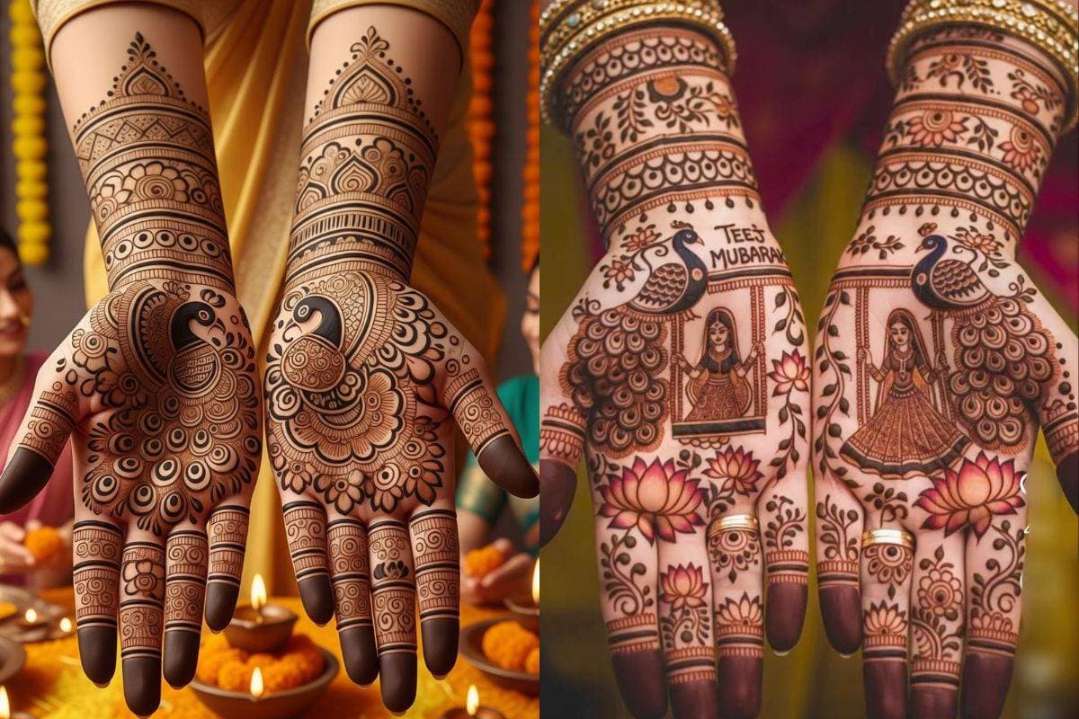 Hartalika Teej Mehndi Design: तीज पर मेहंदी लगाने का नहीं मिला समय, तो ट्राई करें 5 मिनट में लगने वाले AI डिजाइन्स