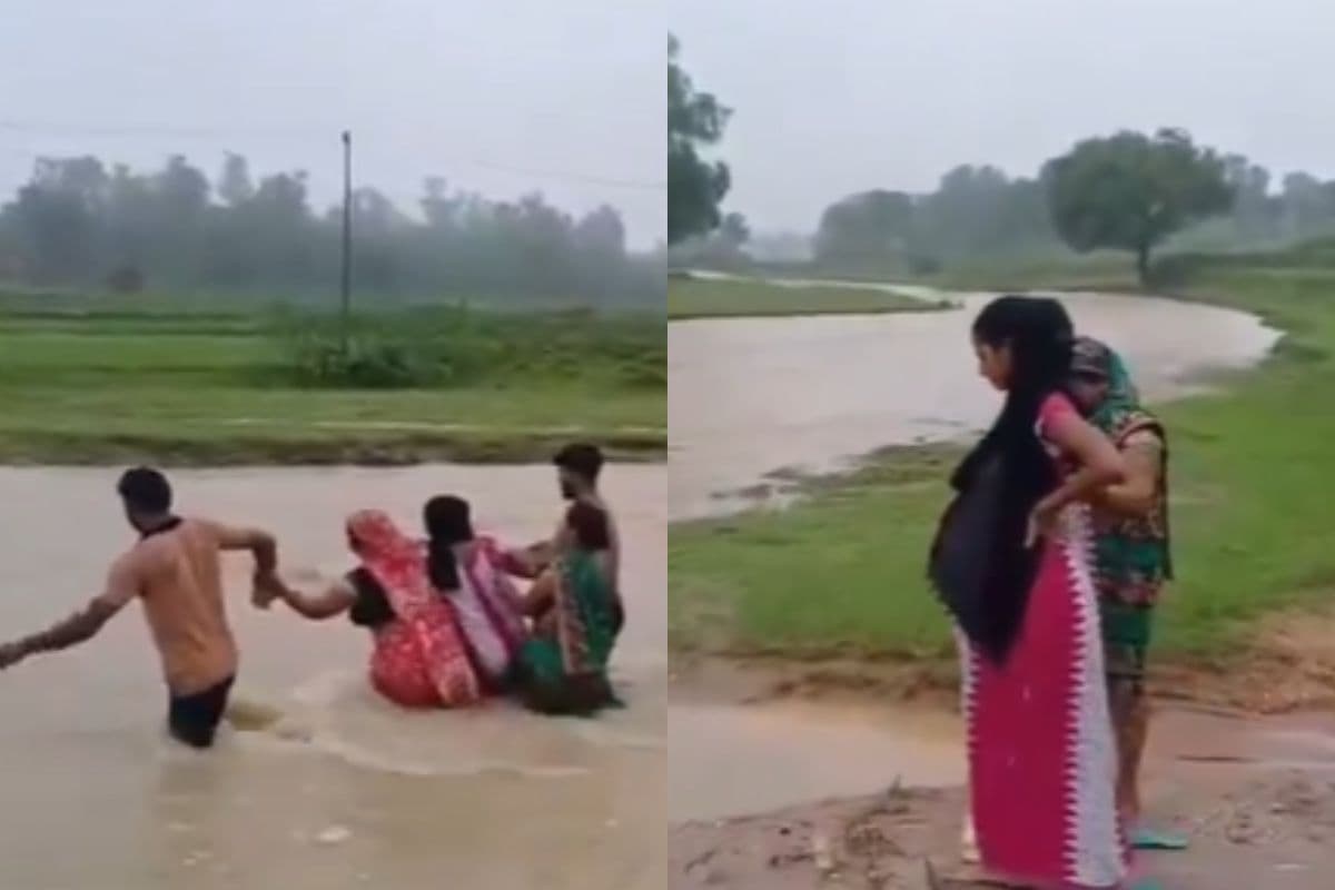 Video: जैसे-तैसे नदी पार कर रही दर्द से कराहती प्रेग्नेंट महिला, वीडियो में देखिए लोगों ने कैसे बचाई जान