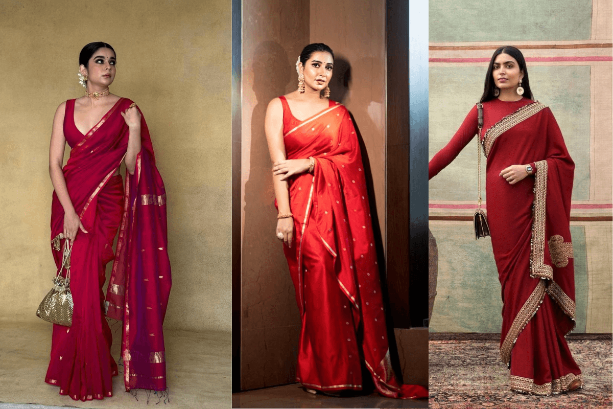 Stylish woman walking pose in ethnic suit for Teej photography shoot.