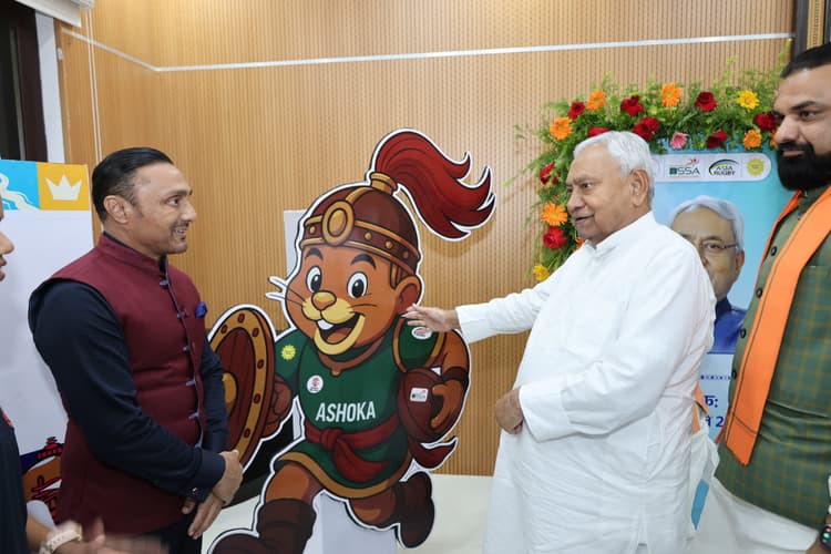एशिया रग्बी चैंपियनशिप के प्रतीक और शुभंकर का सीएम नीतीश ने किया अनावरण