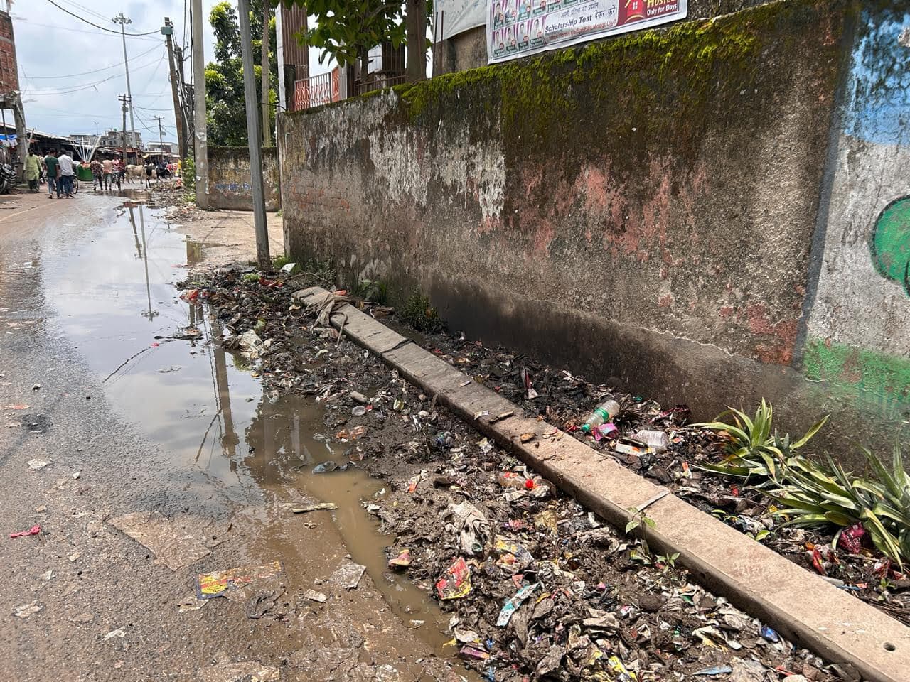 हाईस्कूल के प्रवेश द्वार पर गंदगी का अंबार