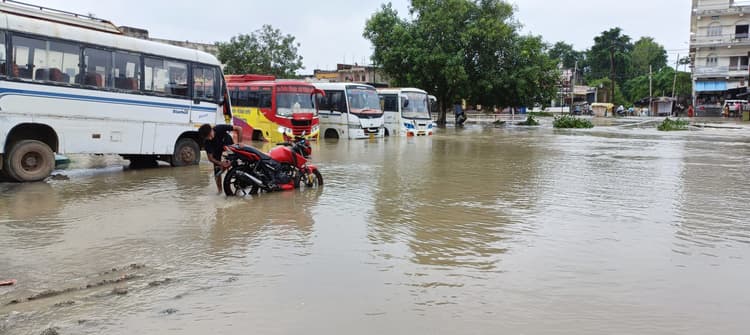 नवीनगर में बढ़ा पुनपुन नदी का जलस्तर, शहर में घुसा पानी