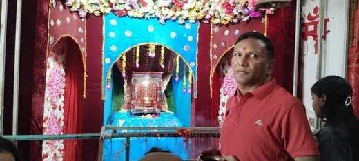 महागामा के दुर्गा मंदिर में श्रद्धाभाव से मनाया गया झूलन महोत्सव