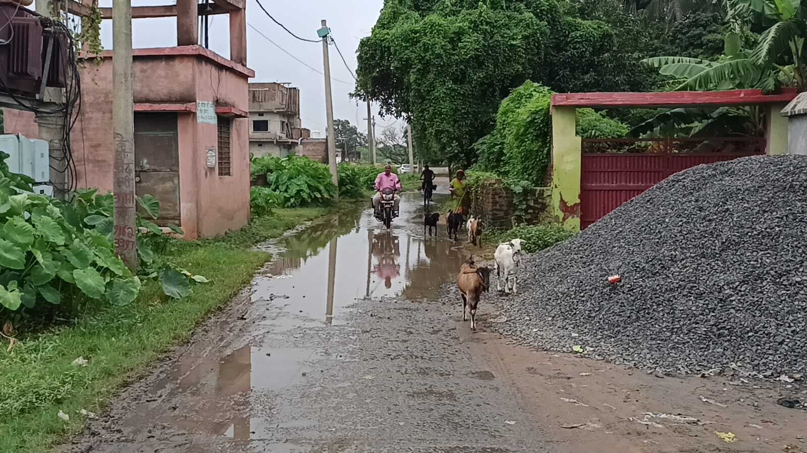 सड़क पर जलजमाव से ग्रामीणों की बढ़ी परेशानी