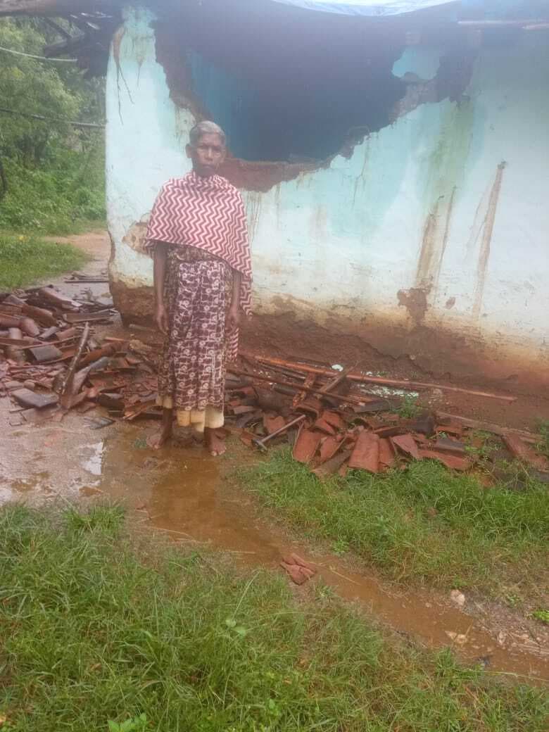 हाथी के हमले में घर ध्वस्त