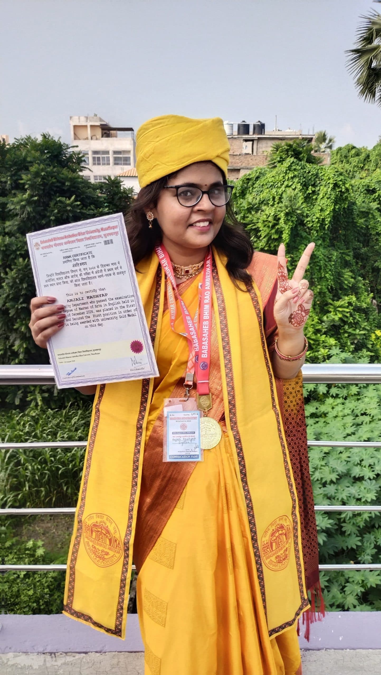 Samastipur News:अंजली गोल्ड मेडल से हुई सम्मानित