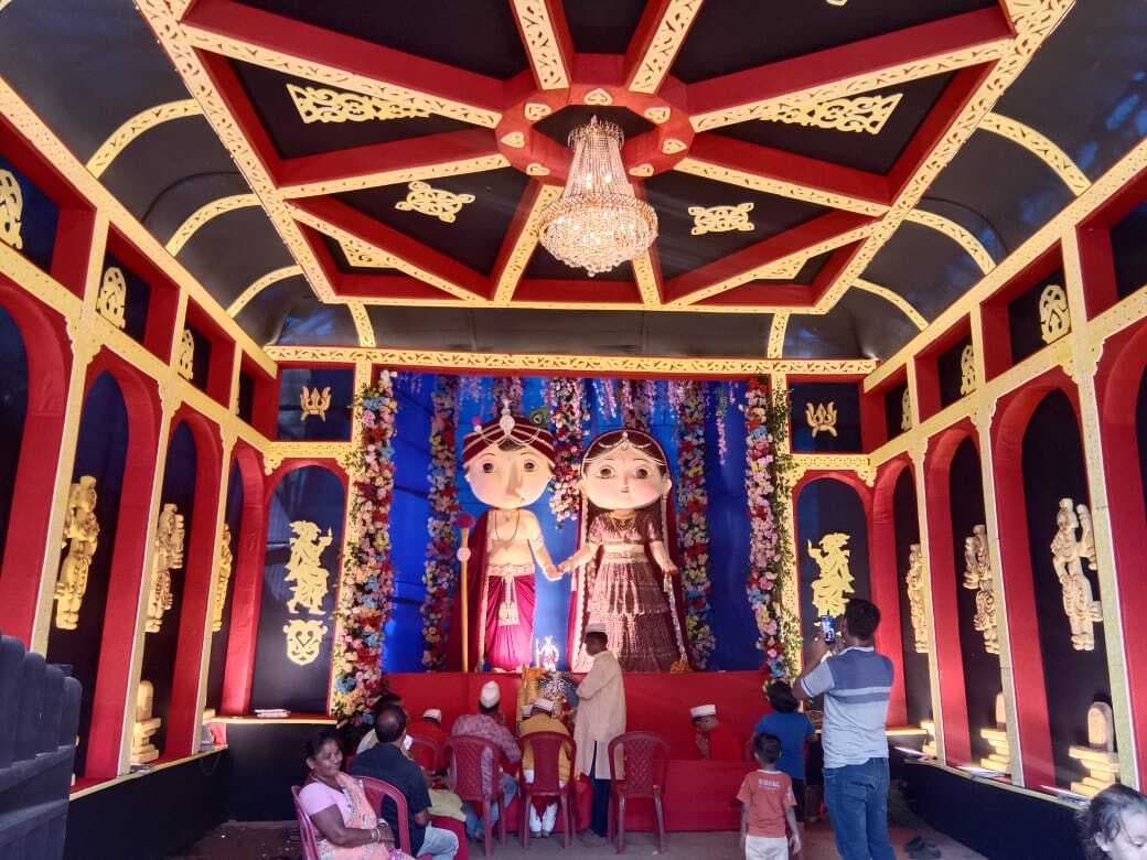 रामयश रोड व भेड़वा के पूजा पंडालों में आकर्षण का केंद्र बनीं गणेश प्रतिमा