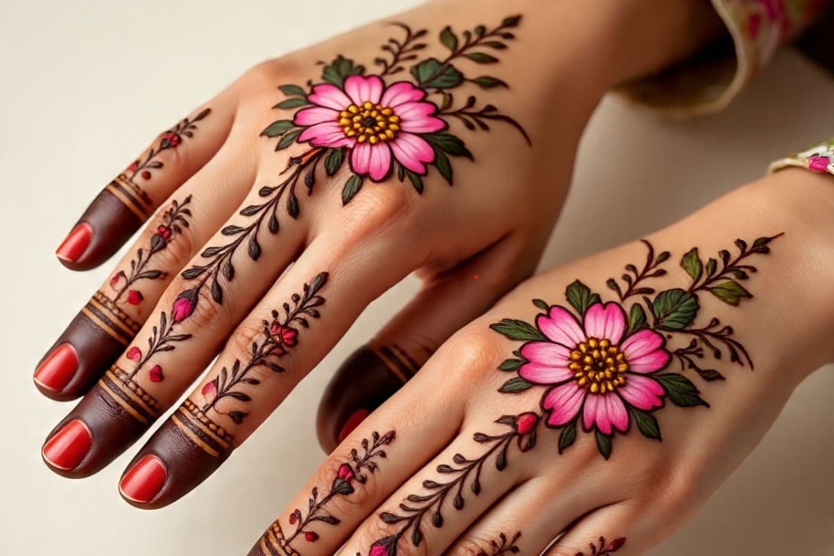 floral simple mehndi design 