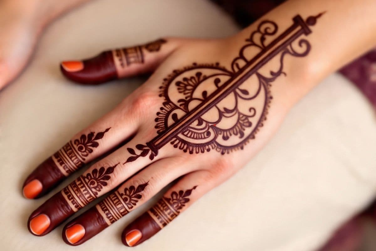 flute pattern mehndi design