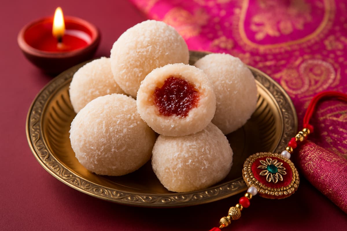 Gulkand Nariyal Laddu Recipe: रक्षाबंधन पर भाई को खिलाएं प्यार की मिठास, बिना गैस जलाए मिनटों में बनाएं गुलकंद नारियल लड्डू!