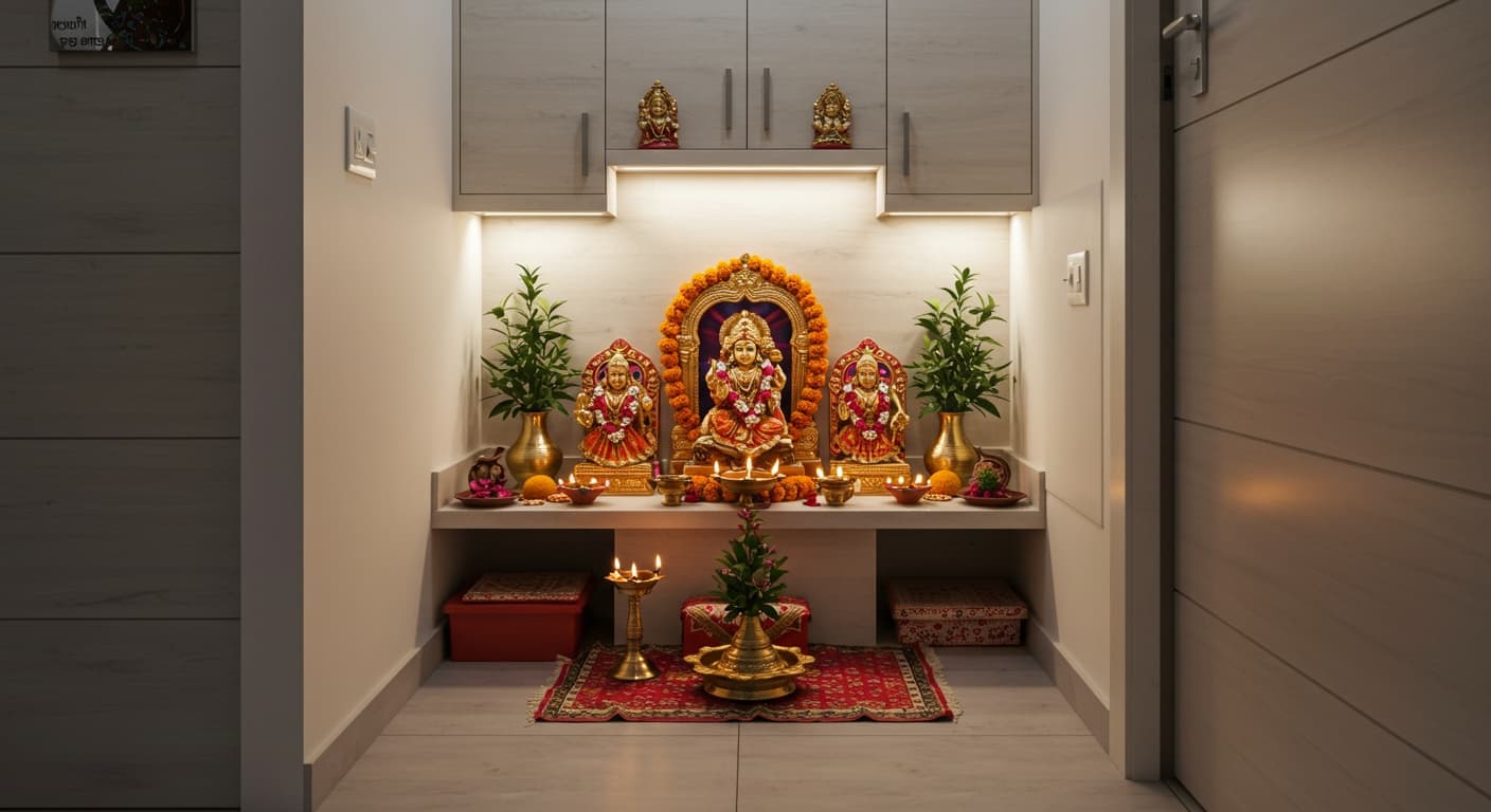 अपार्टमेंट में पूजा घर का वास्तु: सुख-शांति के लिए जरूरी नियम illustration