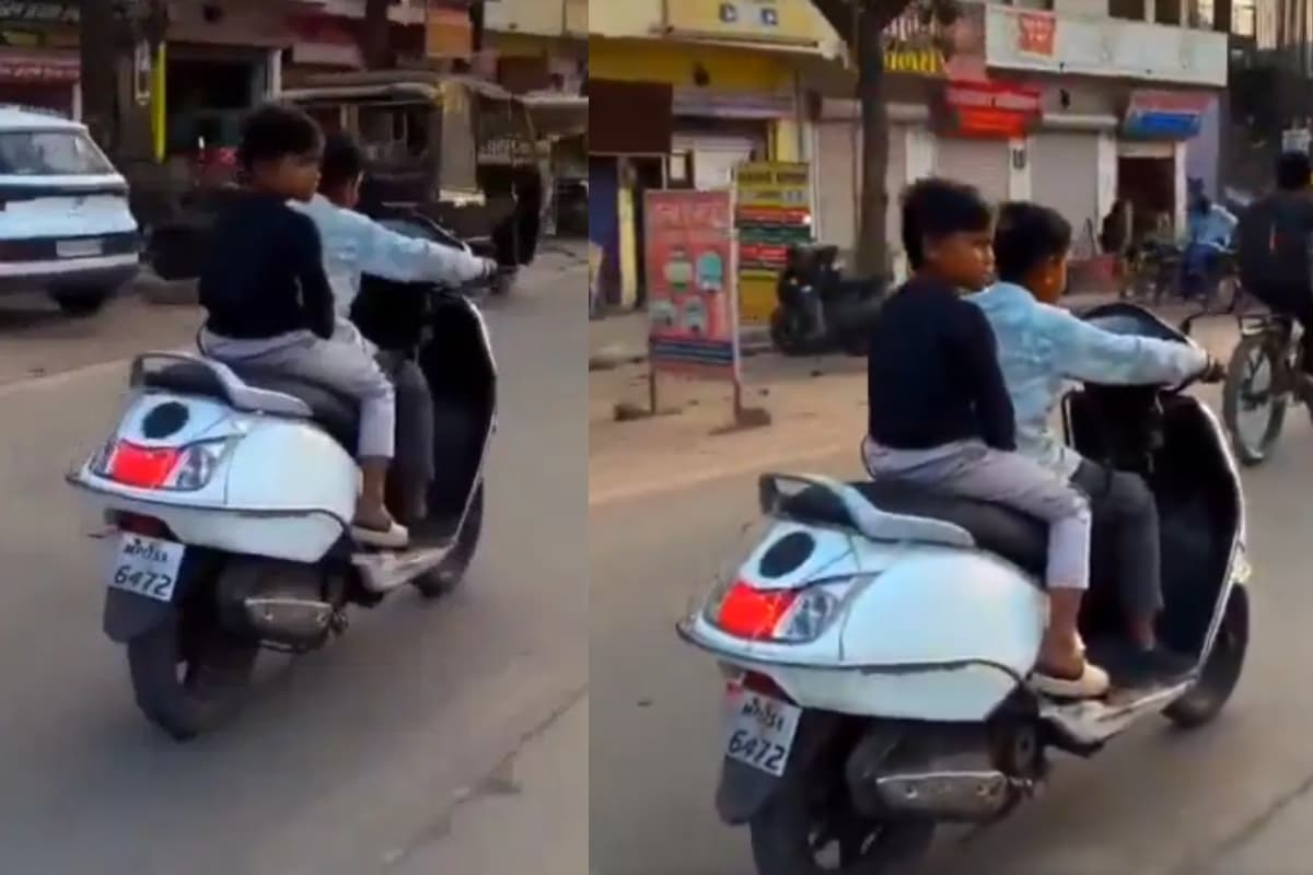 Viral Video: मजे से स्कूटी भगाते दिखे बच्चे, दोनों की उम्र जोड़कर भी 18 साल नहीं, नियमों की उड़ाई धज्जियां
