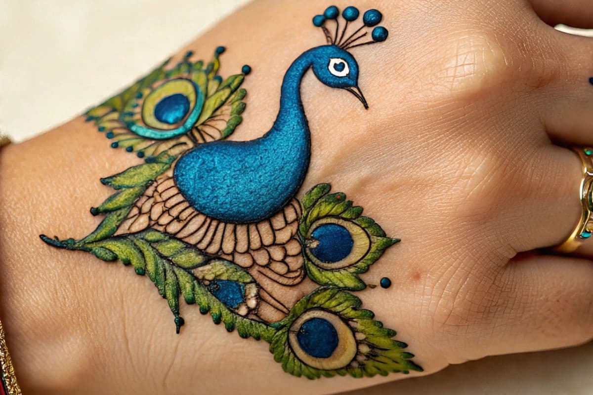 mor pankh mehndi design simple 