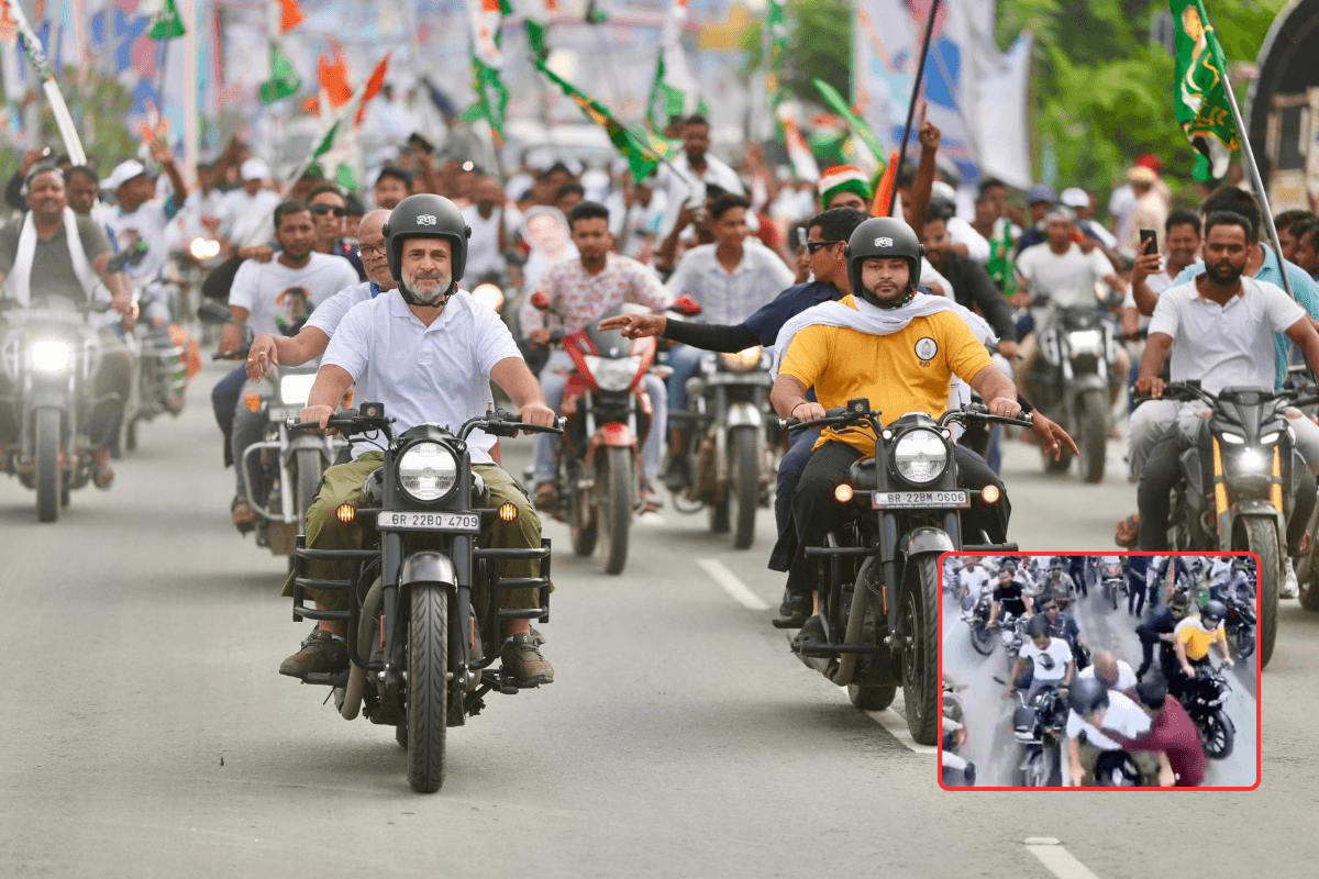 Voter Adhikar Yatra के दौरान राहुल गांधी की सुरक्षा में चूक, कांग्रेस नेता के पास पहुंचा युवक, लिपटने की कोशिश