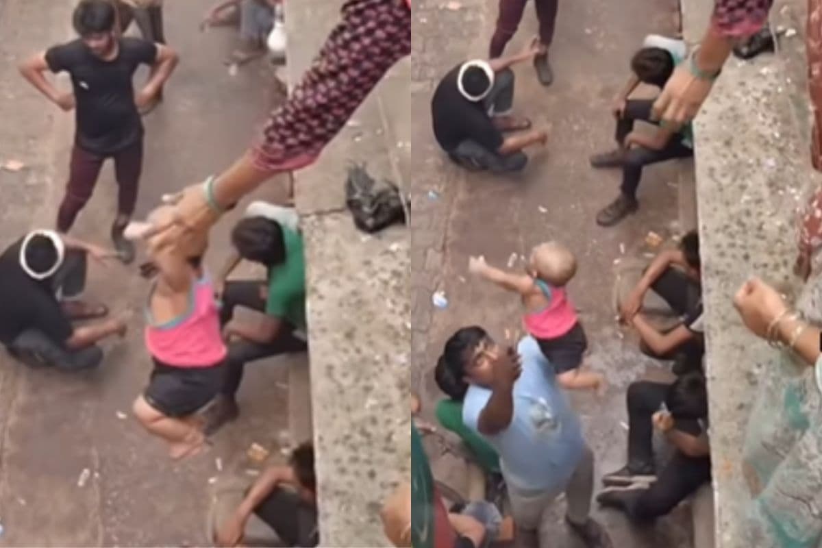 OMG, महिला ने छत से फेंक दिया बच्चा, फिर जो हुआ देख कांप जाएगी रूह, देखिए Viral Video