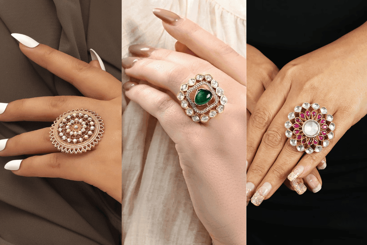 Latest Jadau Ring Design: आपके हाथों की खूबसूरती दोगुनी कर देंगी ये जड़ाऊ रिंग डिजाइंस Latest Jadau Ring Design: आपके हाथों की खूबसूरती दोगुनी कर देंगी ये जड़ाऊ रिंग डिजाइंस