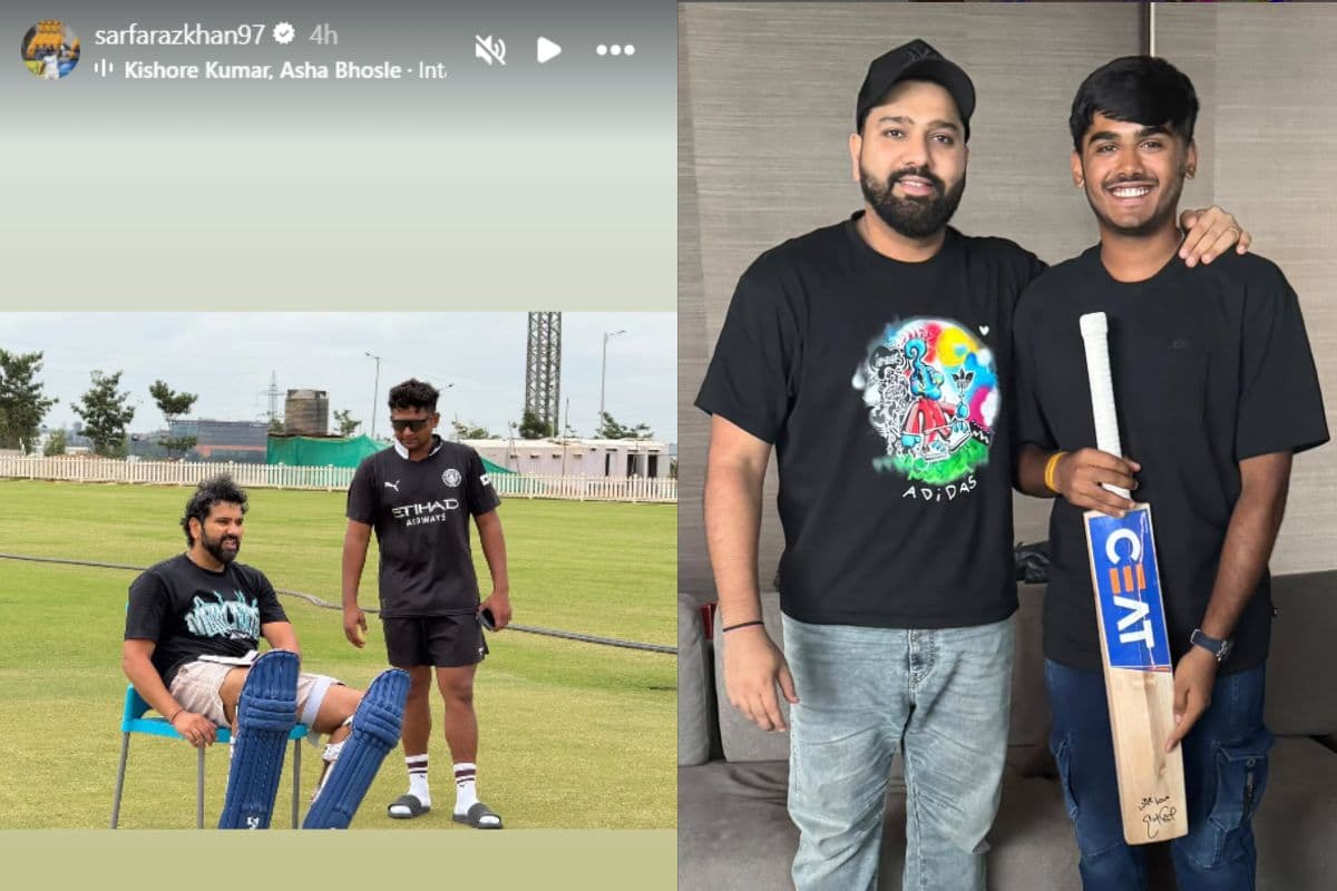 युवा क्रिकेटर्स के साथ प्रैक्टिस करते दिखे रोहित शर्मा, आयुष म्हात्रे और सरफराज को दिया खास तोहफा; Video
