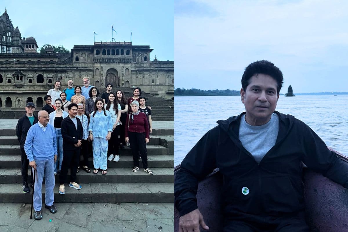 Sachin Tendulkar with Saaniya Chandhok and Sara Tendulkar on Family Trip .