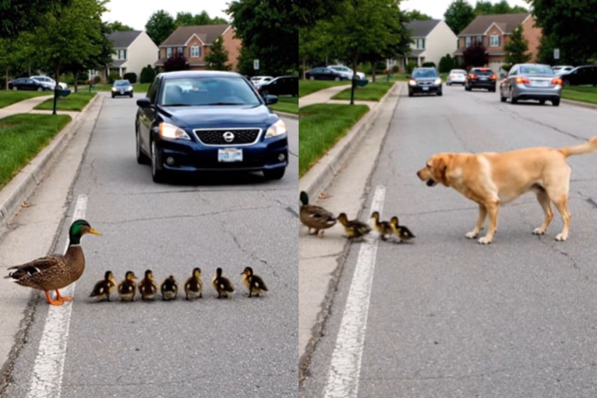Viral Video: बच्चों संग रोड क्रॉस करती बत्तख पर आया कुत्ते को गुस्सा, वीडियो जीत लेगा दिल