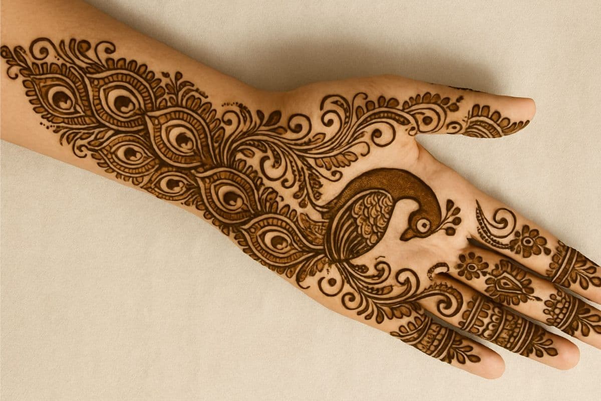 beautiful peacock mehndi design