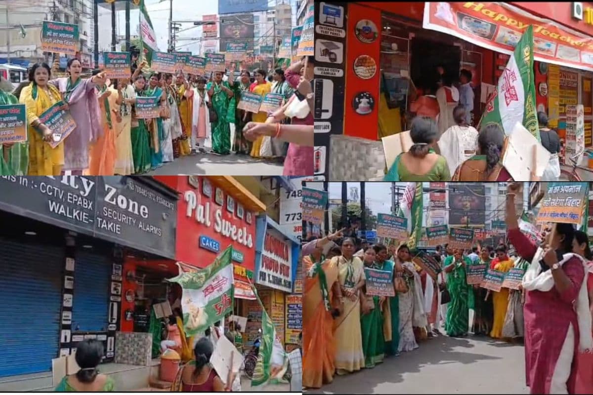 बिहार बंद में JDU महिला कार्यकर्ताओं का सड़कों पर जोरदार विरोध प्रदर्शन, नारे लगाकर बंद कराईं दुकानें
