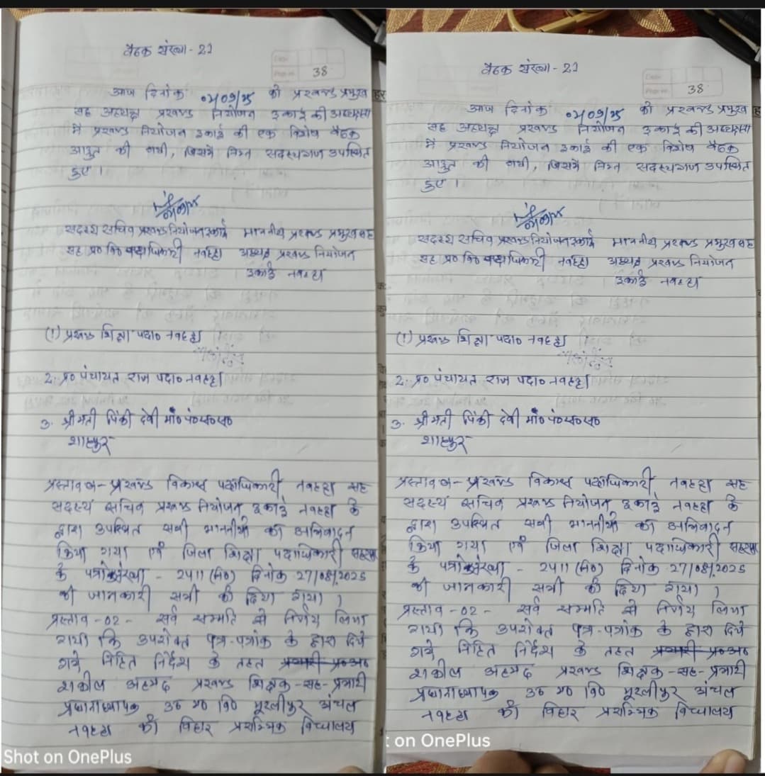 बीडीओ ने की तैयार नियोजन इकाई की फर्जी बैठक, अध्यक्ष व सदस्यों को सूचना भी नहीं