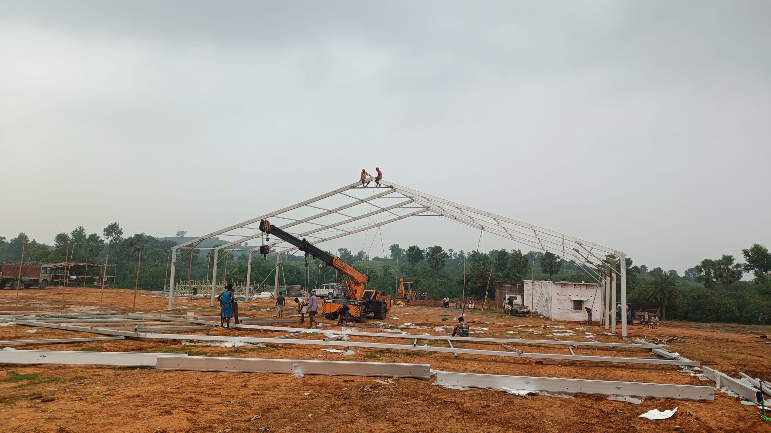 Bhagalpur news पावर प्लांट शिलान्यास को लेकर पंडाल का हो रहा निर्माण