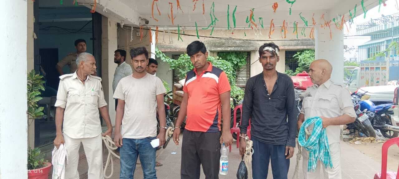 दुकान में चोरी करते तीन युवक पकड़ाये, भेजा जेल