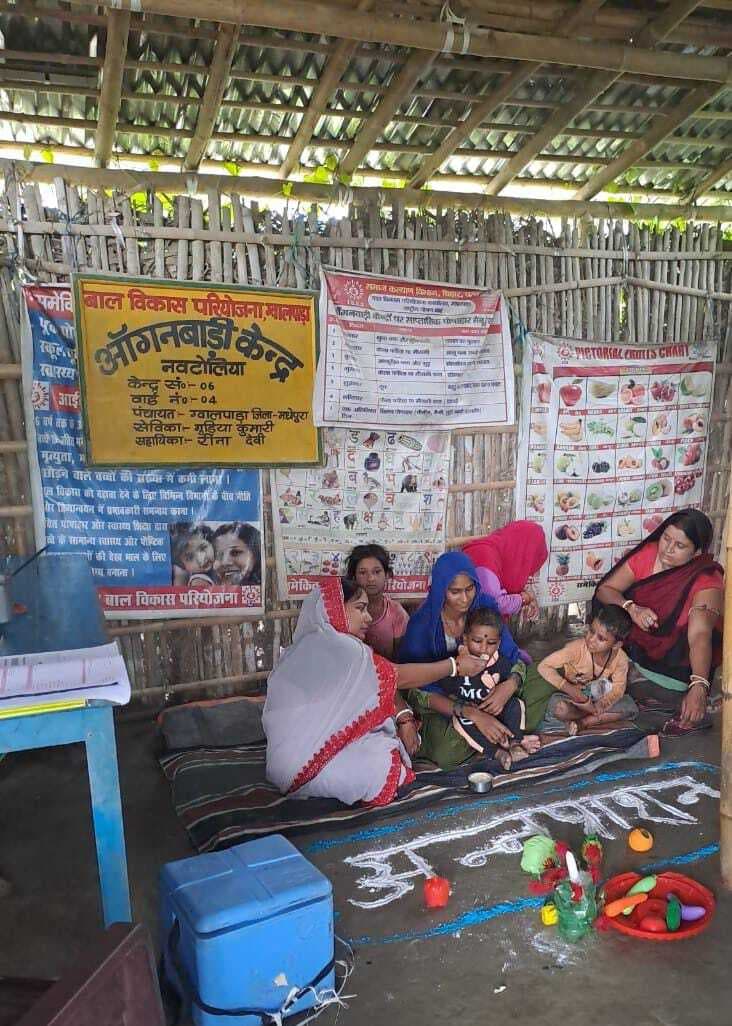 आंगनबाड़ी केंद्रों पर मनाया गया अन्नप्राशन दिवस