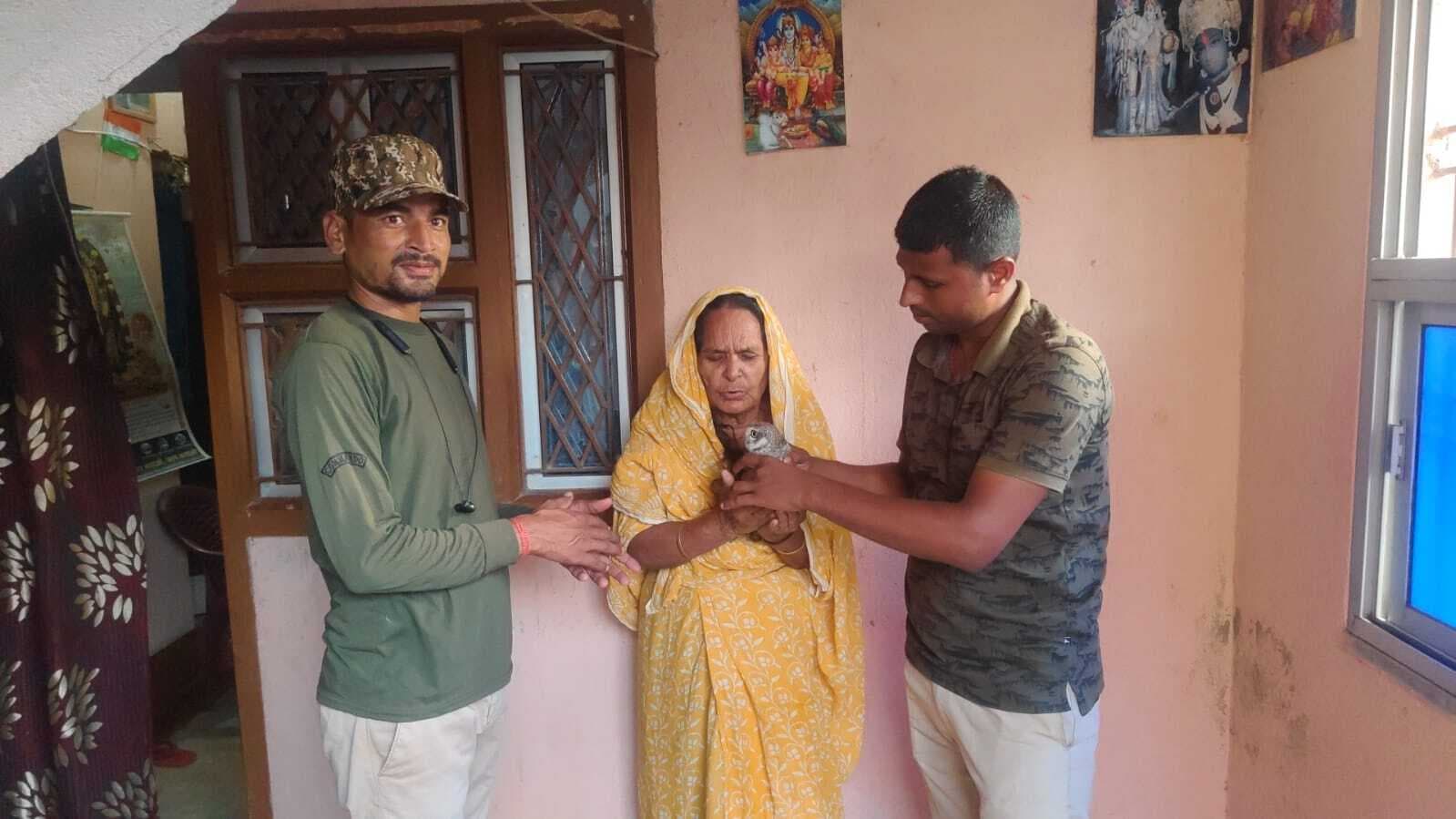 घर में उड़ कर आया उल्लु, वन विभाग को सौंपा