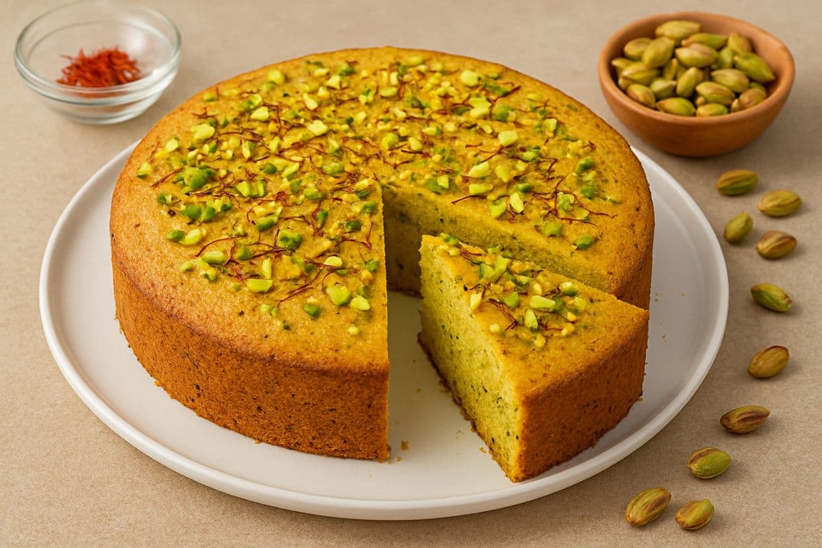 Kesar Pista Cake Recipe: बिना ओवन फेस्टिवल और पार्टी के लिए बनाएं केसर पिस्ता केक