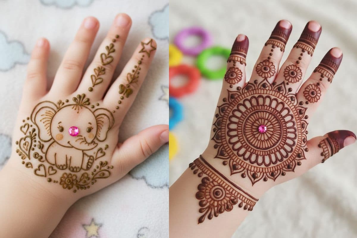Kanya Pujan Mehndi Design For Girl Child: कन्या पूजन पर बच्चों के हाथ में लगाएं ये यूनिक मेहंदी डिजाइन, दुर्गा पूजा बनेगी और भी खास