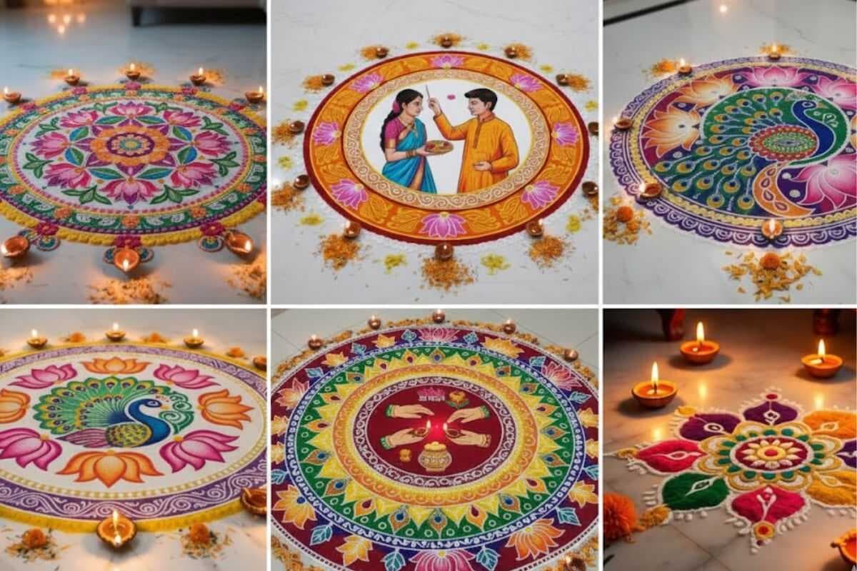 Bhai Dooj Rangoli Designs: भाई दूज पर रंगों से सजाएं घर का आंगन, ट्राई करें ये यूनिक रंगोली डिजाइन आइडियाज 