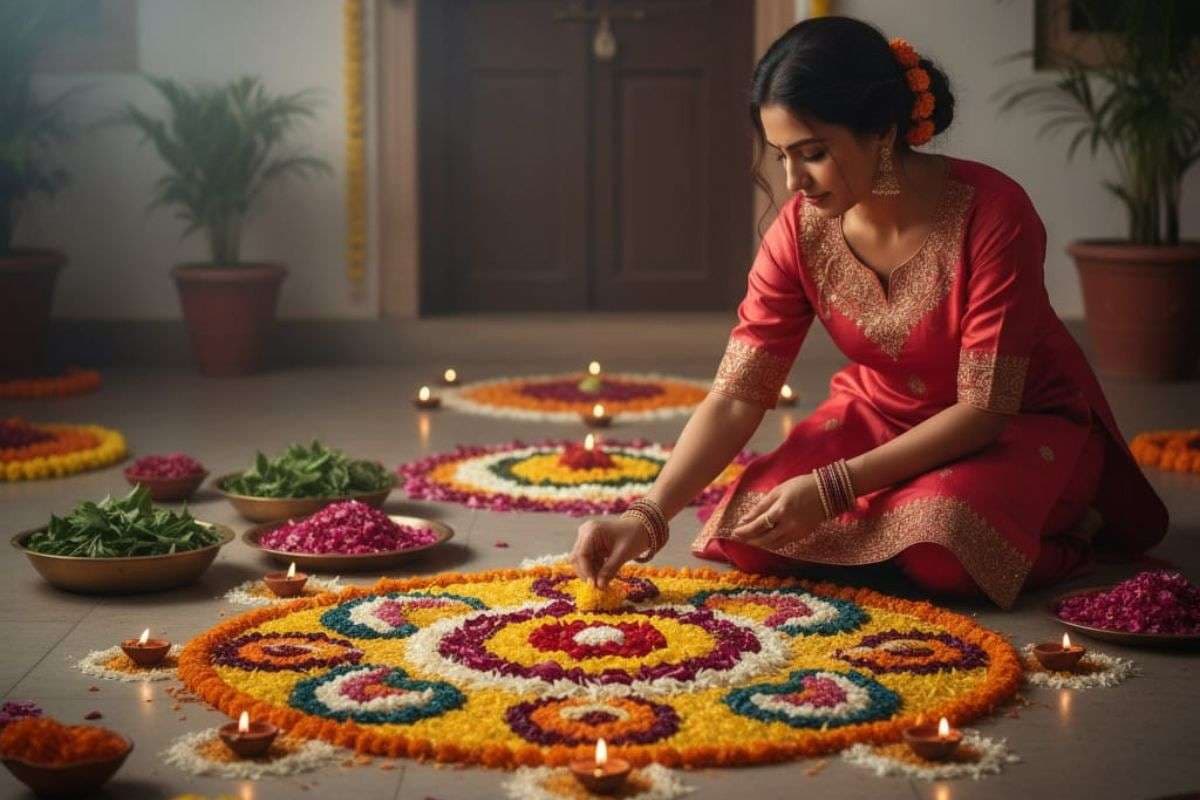 Kali Puja Special Flower Rangoli Design: काली पूजा पर फूलों की रंगोली से घर सजाएं, मेहमान भी हो जाएंगे खुश