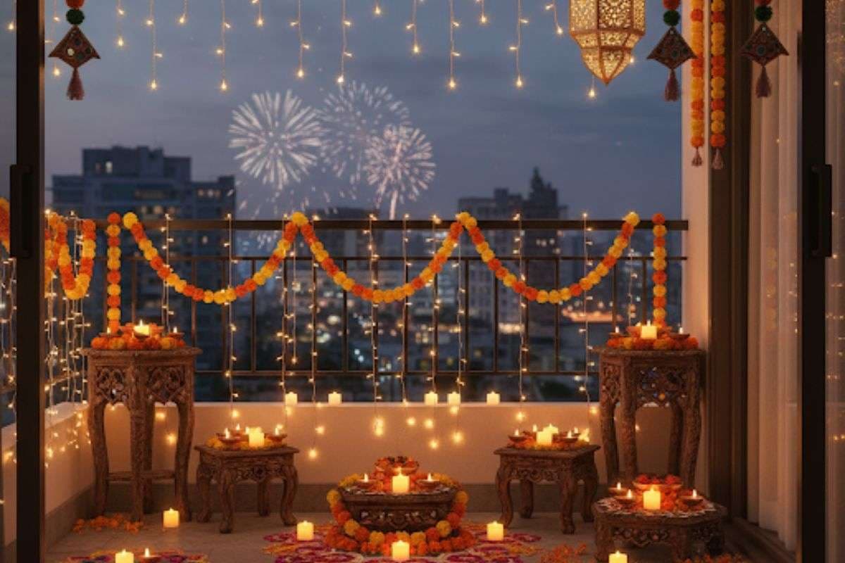 balcony decoration for Diwali
