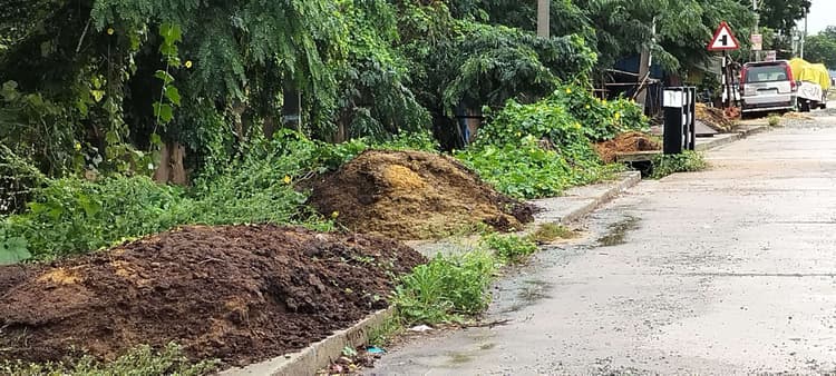 प्रखंड कार्यालय व थाना गेट के पास सड़क किनारे अतिक्रमण व गंदगी का अंबार