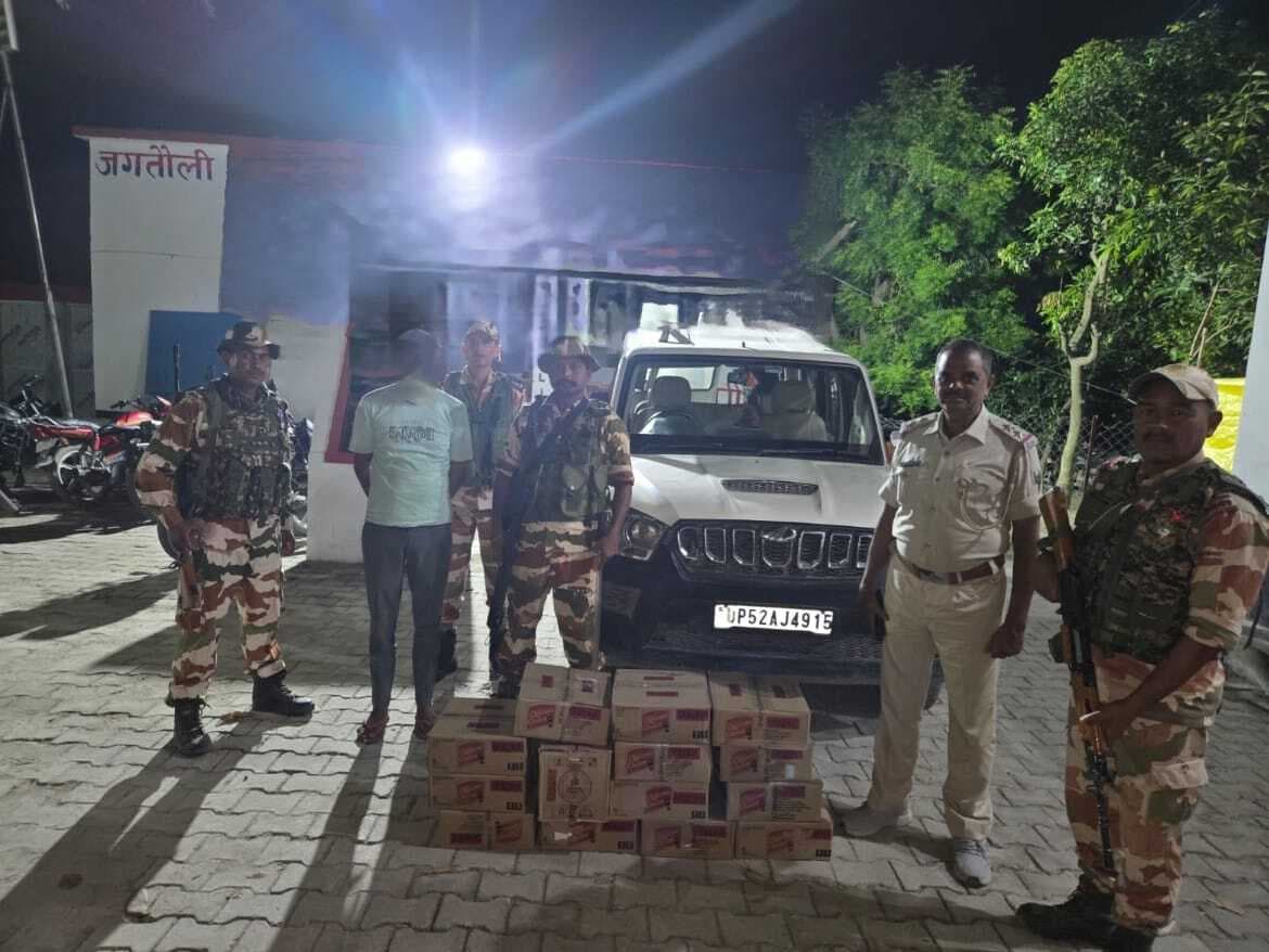 121 लीटर विदेशी शराब के साथ तस्कर गिरफ्तार, स्कॉर्पियो जब्त