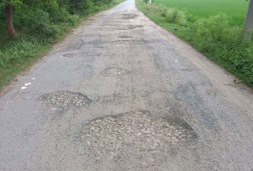 थिलोई-धवपोखर लिंक पथ पर दर्जनों गड्ढे, परेशानी