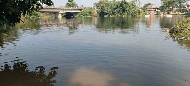 Motihari : हरदिया छठ घाट पानी में पूरी तरह से डूबा