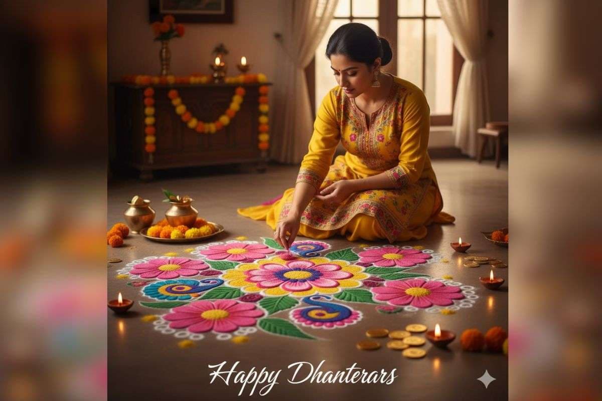 Rangoli Design For Dhanteras: मां लक्ष्मी को खुश करने के लिए धनतेरस पर बनाएं ये रंगोली डिजाइन 