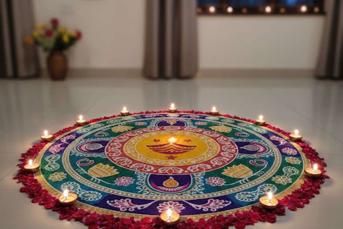 Rangoli Design For Karwa Chauth: करवा चौथ पर घर के मेन डोर या छत को सजाएं इन रंगोली डिजाइन आइडियाज के साथ