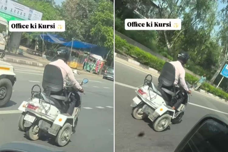 Viral Video: 'ये आराम का मामला है', बंदे ने अपनी स्कूटी पर ही फीट कर ली ऑफिस वाली कुर्सी, देखें वीडियो