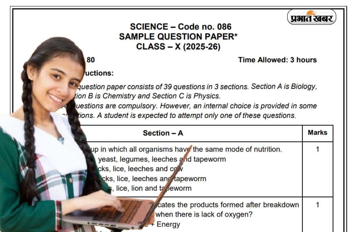 CBSE Board 10th Science Sample Paper 2026: 10वीं साइंस का सैंपल पेपर जारी, 3 घंटे में Solve करने होंगे 3 सेक्शन