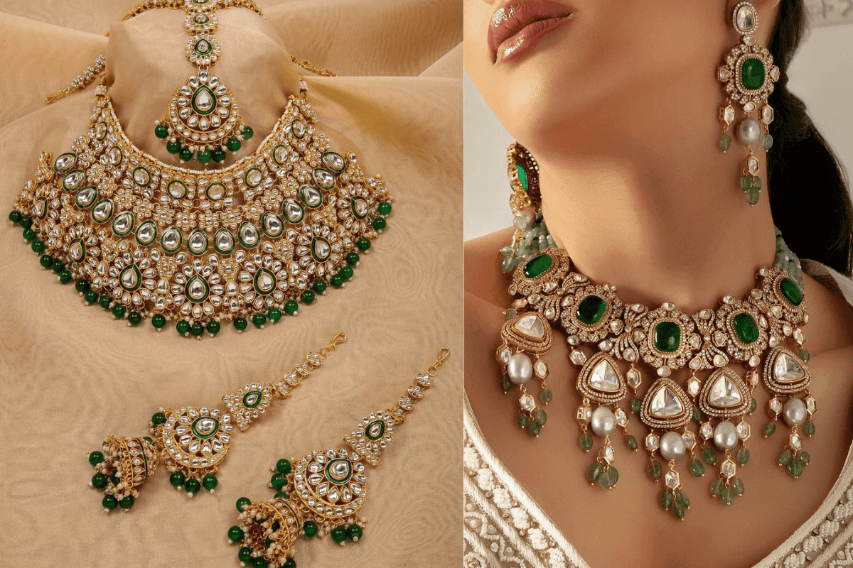 Elegant Green Stone Wedding Jewellery