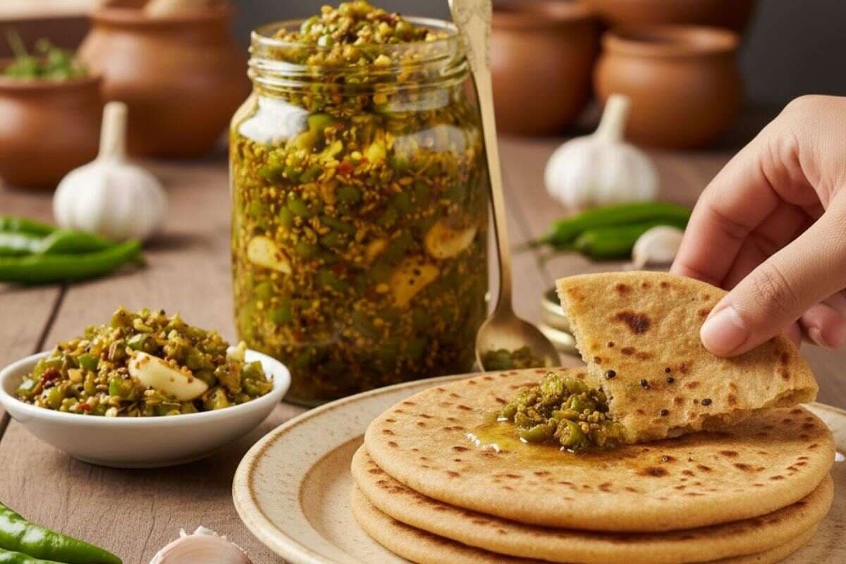 Instant pickle with paratha 